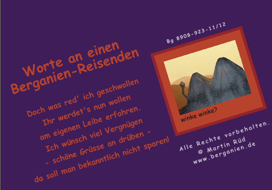 Worte an einen Berganien-Reisenden (Gedicht); Klicken Sie hier für nächsten Comic-Teil!